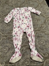 CARTER'S PURPLE FLORAL FLEECE FOOTED PAJAMAS - SIZE 3T