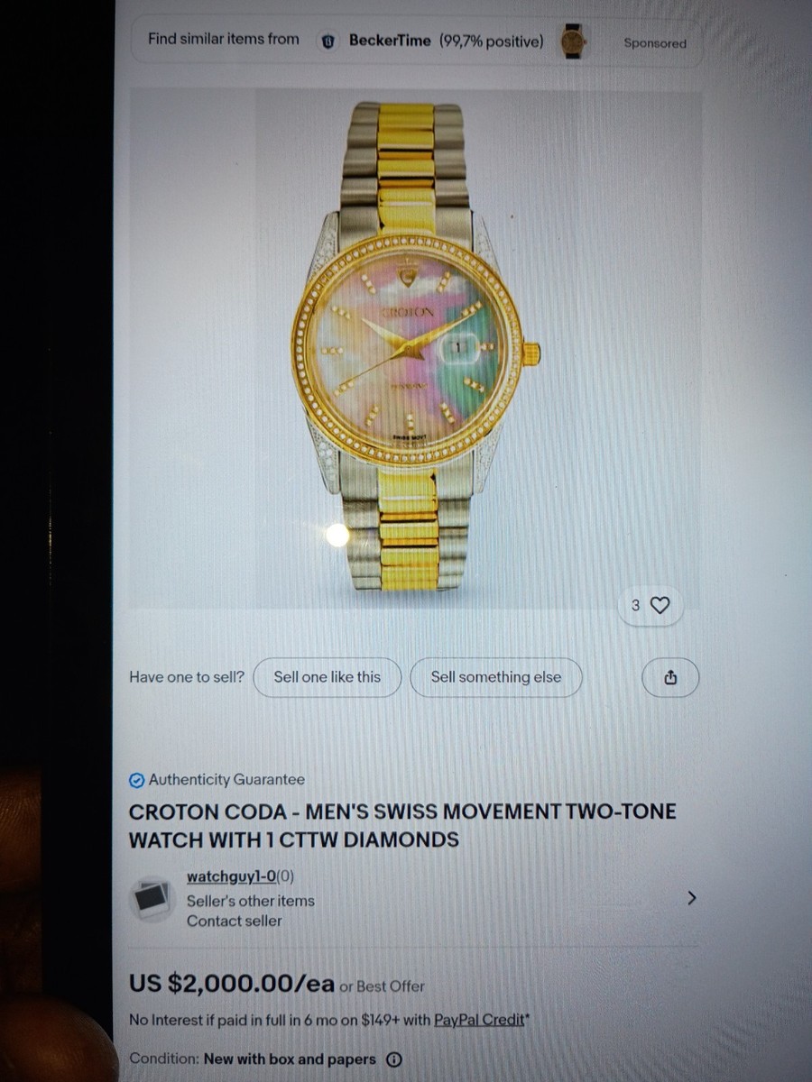mens croton coda Swiss movement two tone watch 1cttw diamonds | eBay