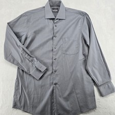 Van Heusen Dress Shirt Mens 17 34/35 Dress Shirt Gray Flex Regular Fit Stretch