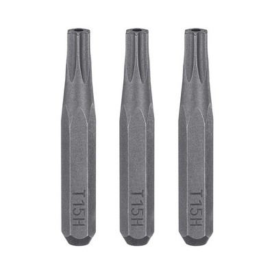 3pcs T15H Magnetic Torx Screwdriver Bit 5/32'' Hex Shank 28mm Length S2 Steel