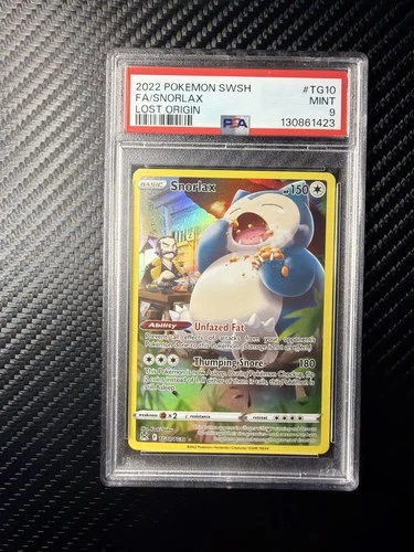 Pokémon Snorlax TG10 Swsh11 Lost Origin Trainer Gallery Full Art Holo PSA 9 2022