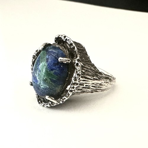 Vintage Mid Century Studio Ring Brutalist Sterling Silver 925 Abstract Modernist - Picture 7 of 15