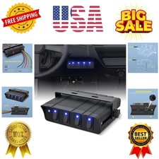 4 Gang Rocker Switch Box Waterproof SPST Toggle Panel Blue LED 12V 24V 20A 40...