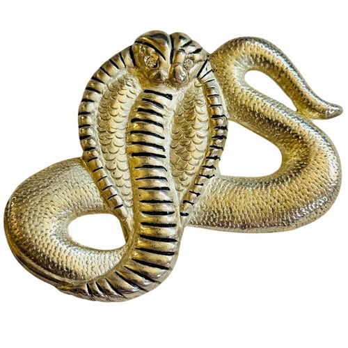 Vintage Ni 95 Cobra Snake belt buckle silver tone Chunky rhinestone statement