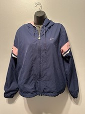 Nike Tracksuit Windbreaker Zip Up Jacket Only White/Blue/Pink Y2K 1990's Sz L