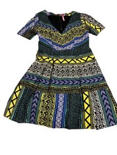 Plenty by Tracy Reese Anthropologie Dress Sz 8 Multicolor Geometric Fit Flare