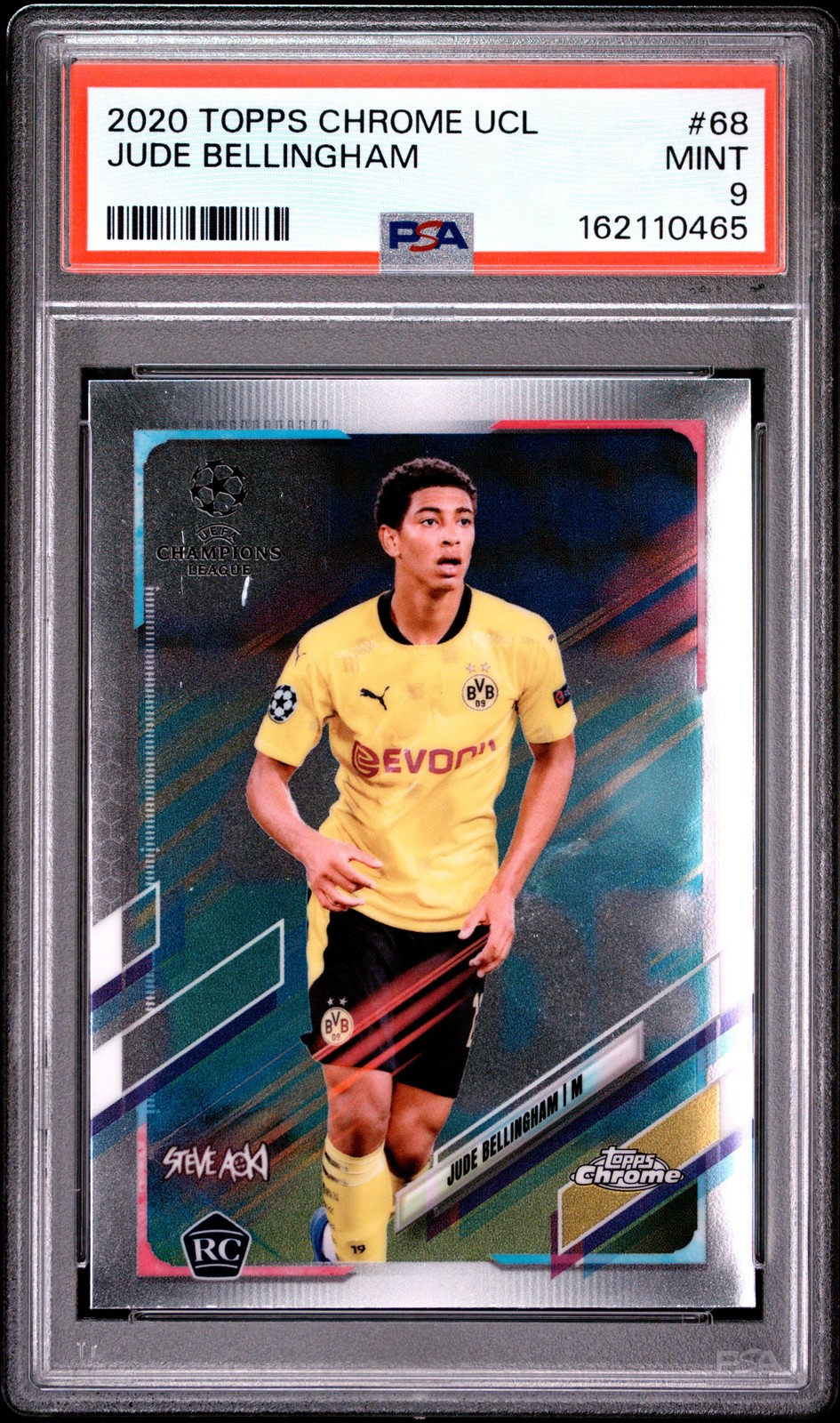 2020 TOPPS CHROME CHAMPIONS LEAGUE #68 JUDE BELLINGHAM ROOKIE RC PSA 9