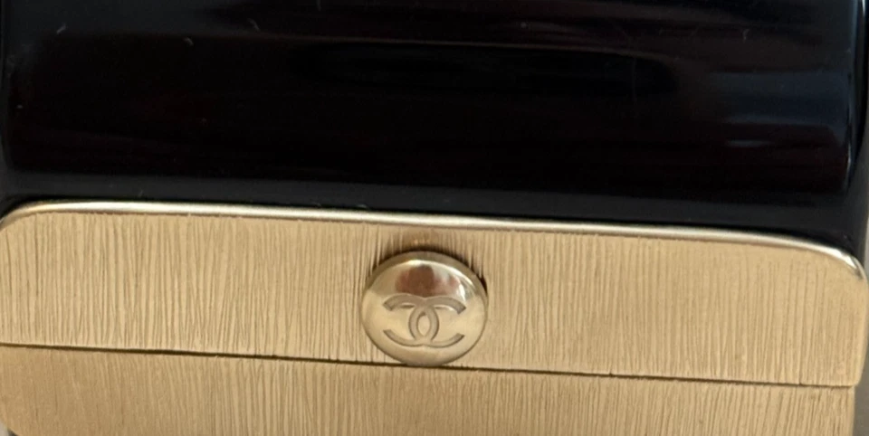 Chanel Black Resin Faux Pearl Strauss CC Hinged Cuff Bracelet - Image 4 of 4