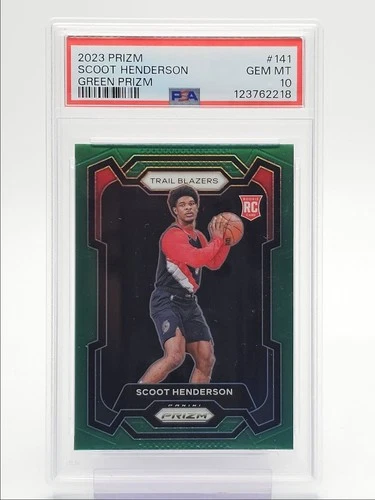 SCOOT HENDERSON 2023-24 PANINI PRIZM ROOKIE GREEN TRAIL BLAZERS RC PSA 10 Q0311