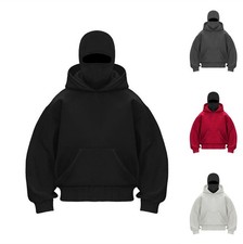 Balaclava Hoodie Pullover Winter Men Hoodies Balaclava Double Hood Mask Fleece