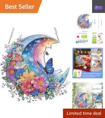 Komplettes 7-teiliges Diamant-Kunst-Set zum Selbermachen für Erwachsene - bezaubernder Mond & Schmetterling