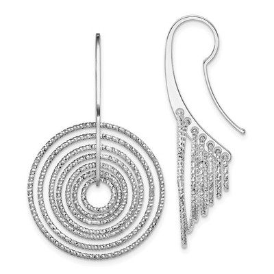Sterling Silber rhodiniert Diamantschliff konzentrische Kreise Ohrhänger