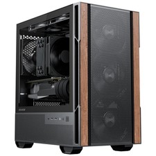 Okinos Genuine Walnut Wood Micro ATX Case, MATX PC Case with 4 × 120mm Black 