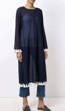 TORY BURCH Sandy Tassel Beach Tunic Midi Dress Sz.XL NWT Navy Blue Cotton,sheer