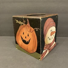 Primitive Hand-painted Tissue Box Cover 4 Different Designs Christmas Halloween 