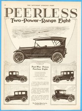 1919 Peerless Motor Car Print Ad Cleveland OH Touring Roadster Coupe Post WWI