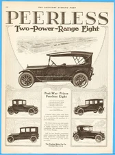 1919 Peerless Motor Car Print Ad Cleveland OH Touring Roadster Coupe Post WWI