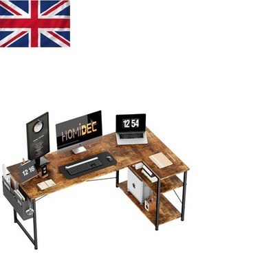 Eleganter 140 cm L-förmiger Computertisch mit wendbarem Bücherregal - Vintage Stil