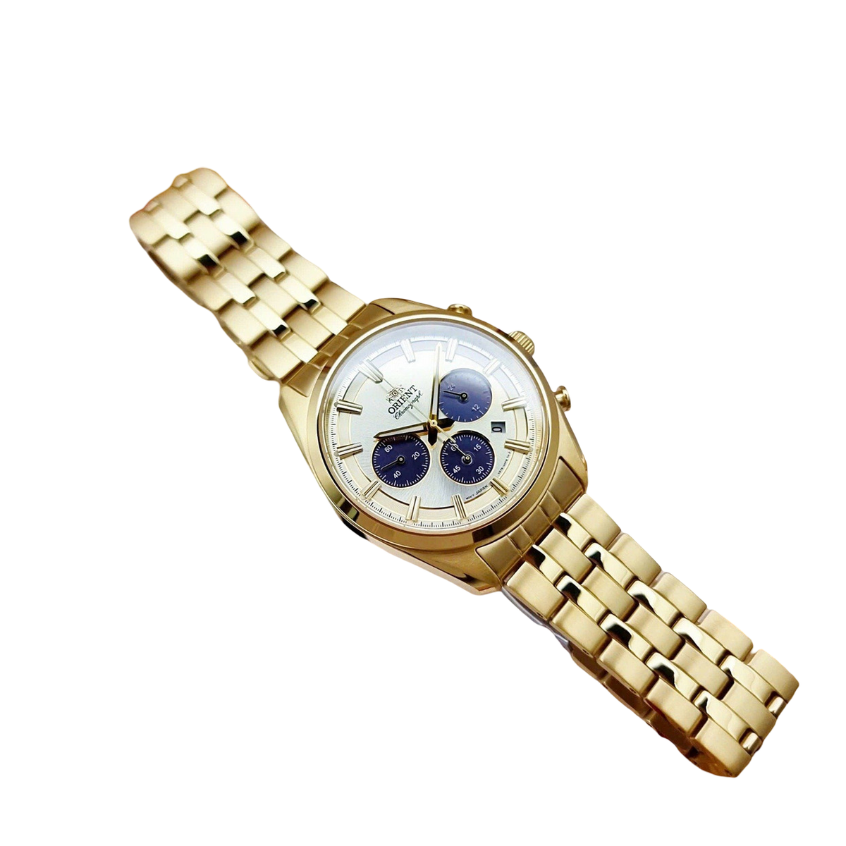 Orient Stretto Sapphire Crystal Gold Dial Chronograph Men's Watch