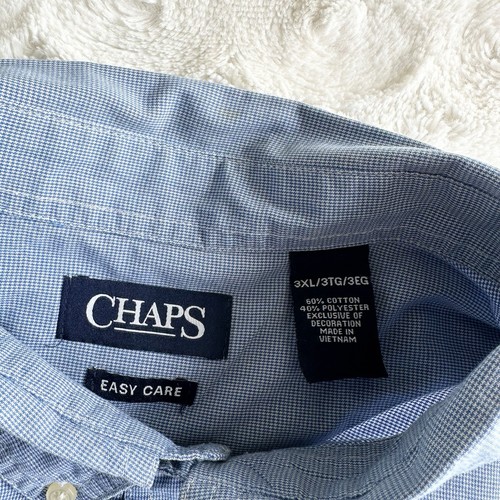 Chaps Shirt Mens 3XL Blue Button Down Pocket Easy Care Embroidered Logo Office - Picture 9 of 12
