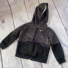 Nike Dri Fit Toddler Boys Track Jacket 24 Months Gray Black Hoodie Pockets A4