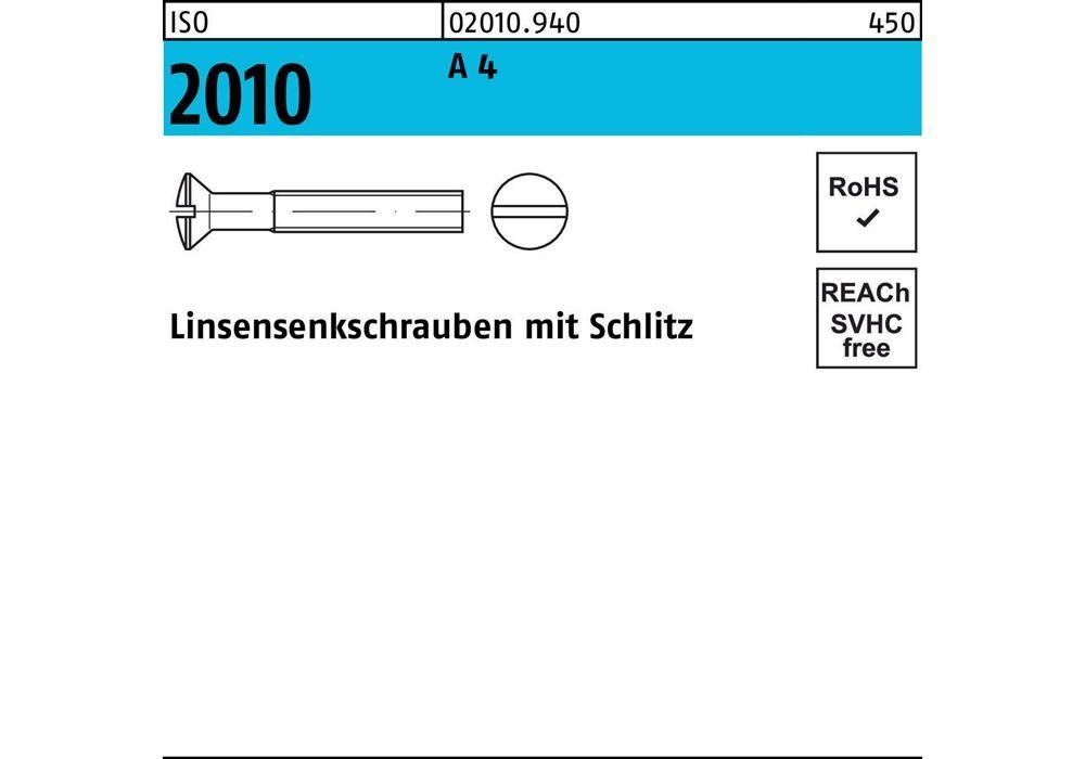 Reyher Linsensenkschraube ISO 2010 m.Schlitz M 5 x 40 A 4
