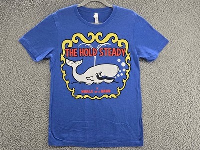 The Hold Steady Band Shirt Men's Blue Medium Whale Graphic T-Shirt
