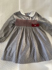 MAYORAL TODDLER GIRLS SMOCKED DRESS SZ 2/3 GRAY AND RED WITH LINING