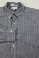 Paul Fredrick Mens Dress Shirt 16.5 32/33 Blue Plaid Long Sleeve Made in USA