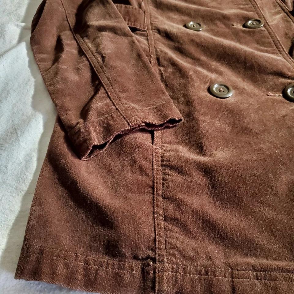 复古切诺基女式灯芯绒丝绒豌豆外套 XL 码 14/16 棕色 Y2K Couture — 第 4/4 张图片