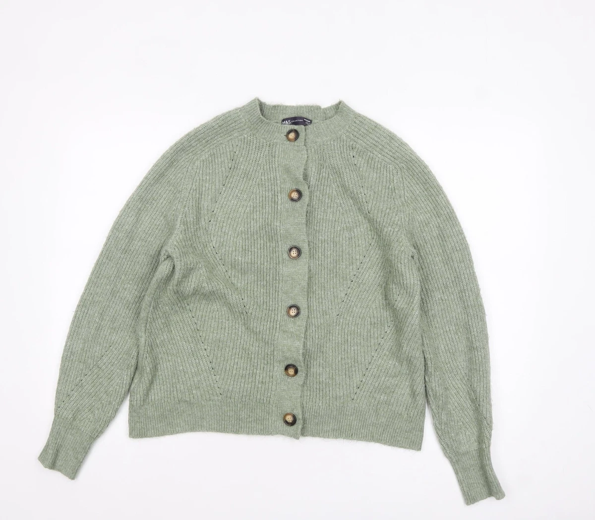 Cardigan femme col rond vert Marks and Spencer taille 14