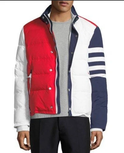 Piumino trapuntato uomo Thom Browne tricolore USA 4 strisce bar $2800 taglia 2