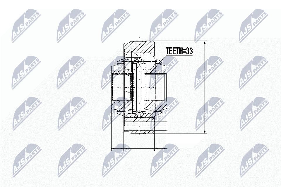 NTY Driveshaft Joint Kit NPW-WW-005, Front/Rear Left/Right, 94mm