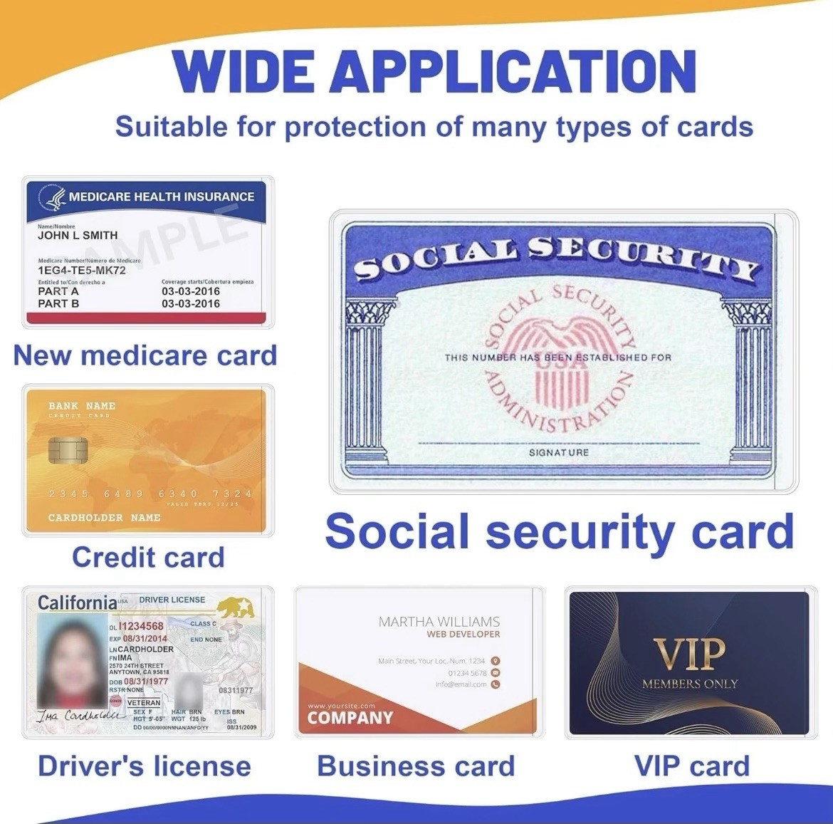 CLEAR Medicare SSN License Debit Credit Card Protector Sleeve | eBay
