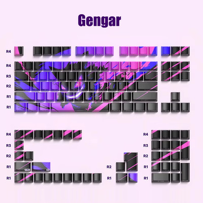 Pokemon Gengar Anime Keycap Set PBT 129 Keys Cherry MX Profile NEW