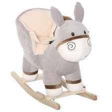Durable Donkey Shaped Rocker 88lb Weight Limit Gray Plush Cover