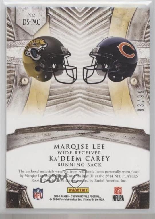 2014 Panini Crown Royale Retail Holofoil /99 Ka'Deem Carey Marqise Lee RC - Image 2 of 2