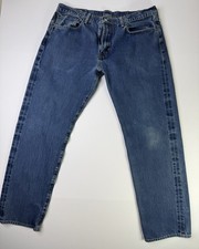 Vintage LEVIS Premium 501 Selvedge Jeans W34 L30, Leather tag Big E . A13