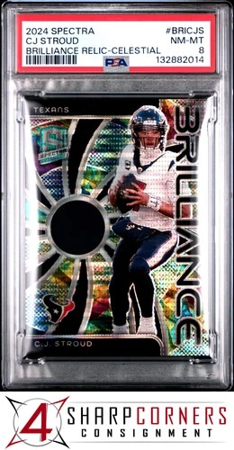 2024 SPECTRA BRILLIANCE RELIC CELESTIAL PRIZM #BRICJS CJ STROUD #/75 POP 1 PSA 8