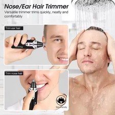 Kemei KM-6512 Battery Operated Nose, Ear & Eyebrow Trimmer, Black/Silver, Unisex