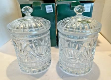 Lot of 2 Vtg Shannon Fine Crystal Biscuit Jar w/ Lid 24% Lead Crystal Ireland