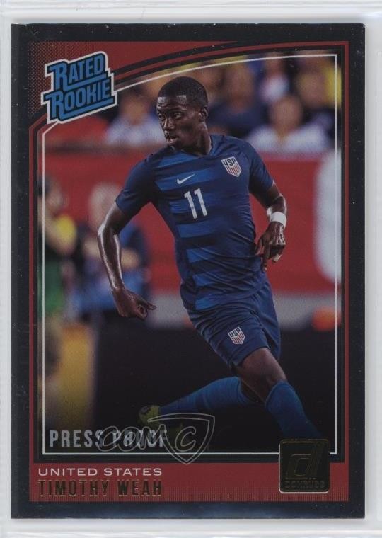 2018-19 Panini Donruss Rated Press Proof Silver Timothy Weah #198 Rookie RC o8g