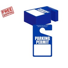 50 Pack High-Visibility Blue Parking Permit Hang Tags - 3" x 5" Durable Placards