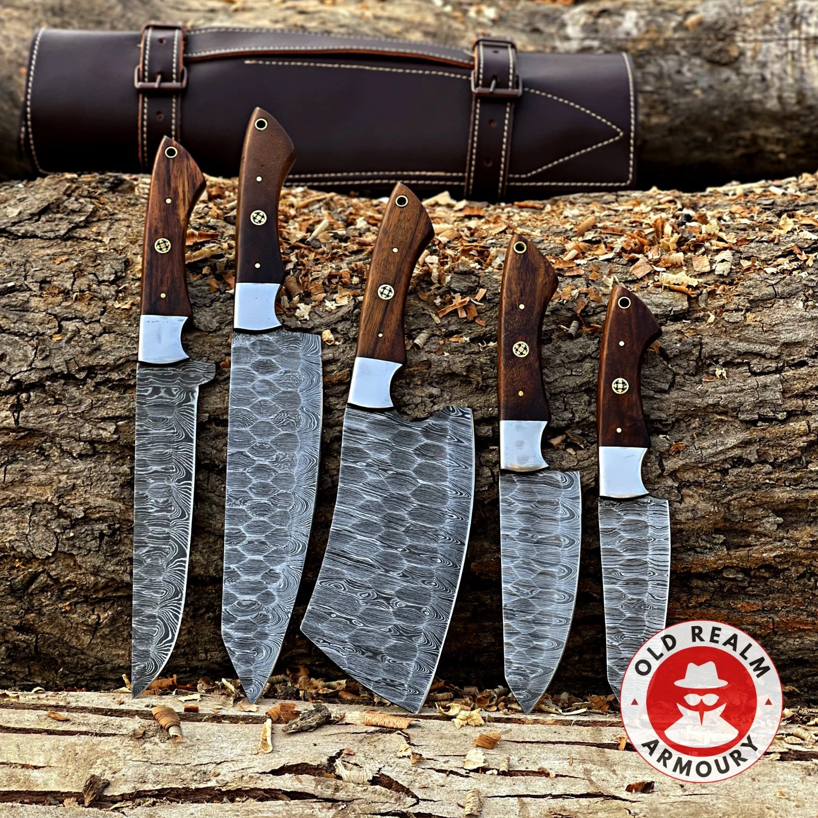 Custom Hand Forged Made Damascus Steel Chef Knife Set Kitchen Cutlery Fast Ship.