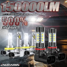 For Toyota Tundra 07 08-13 LED Headlight Hi-Low Beam Fog Light Bulbs Combo Kit