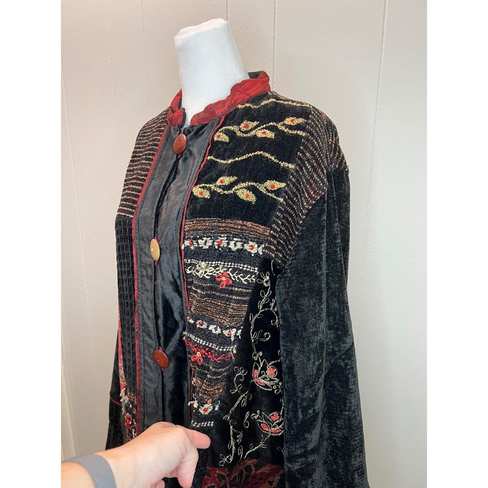 Flashback Womens Patchwork Jacket Size L Velvet E… - image 9