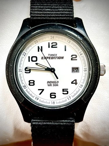 Vintage Timex Expedition Slip Thru Strap Men’s Watch - 40mm Indigo - New Battery