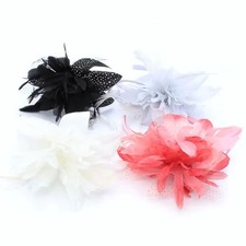 Ladies Womens Satin Covered Aliceband with Feather Flower Fascinator Detail New