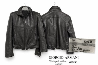 Giorgio Armani Vintage Lederjacke Echtleder Croco Look Design Italy LuxuryJacket