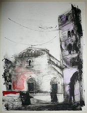 Antonio Del Donno Encre et gouache technique mixte sur papier signée Abstrait 83